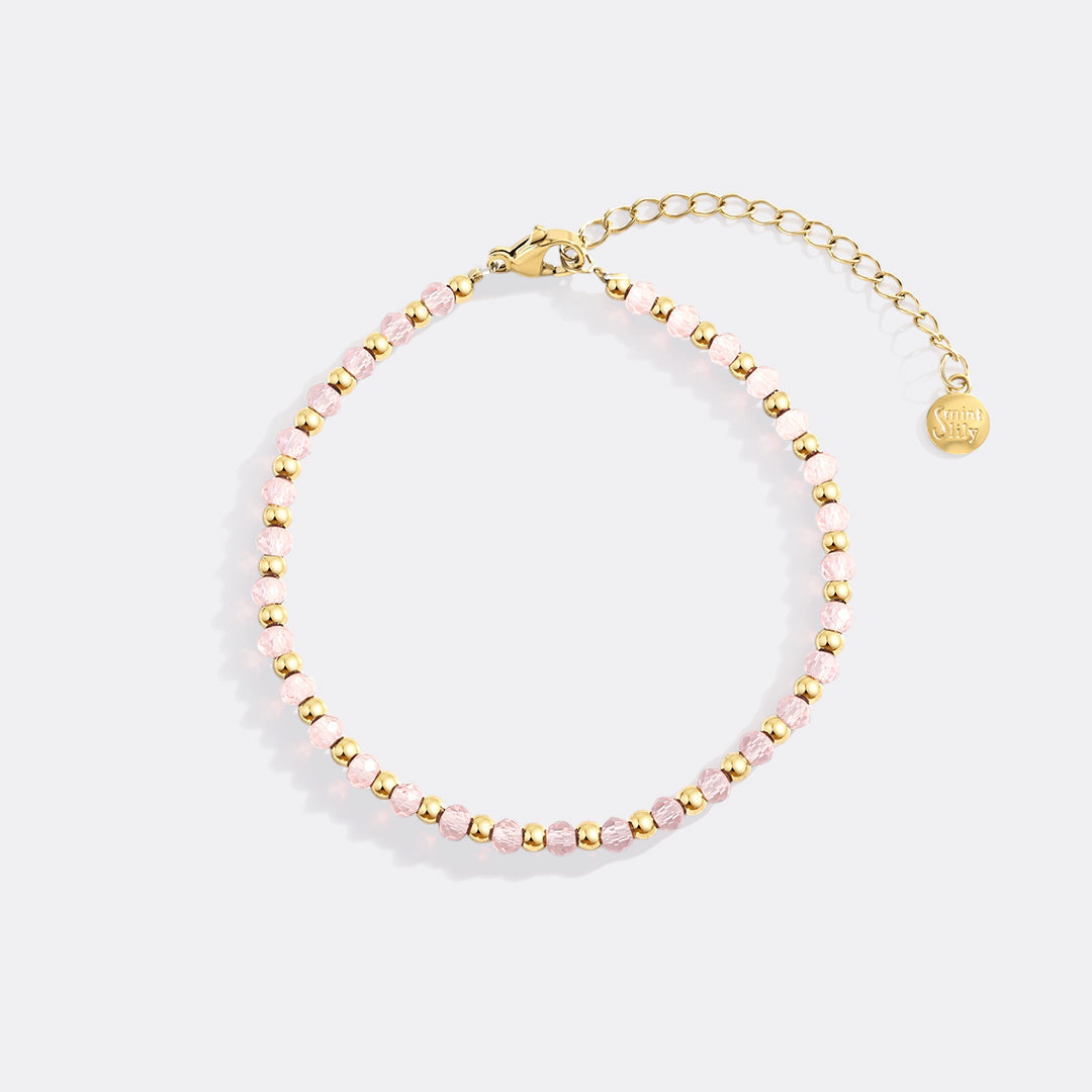 Mint & Lily Bracelet à Perles avec Pierre de Naissance et Perles Dorées