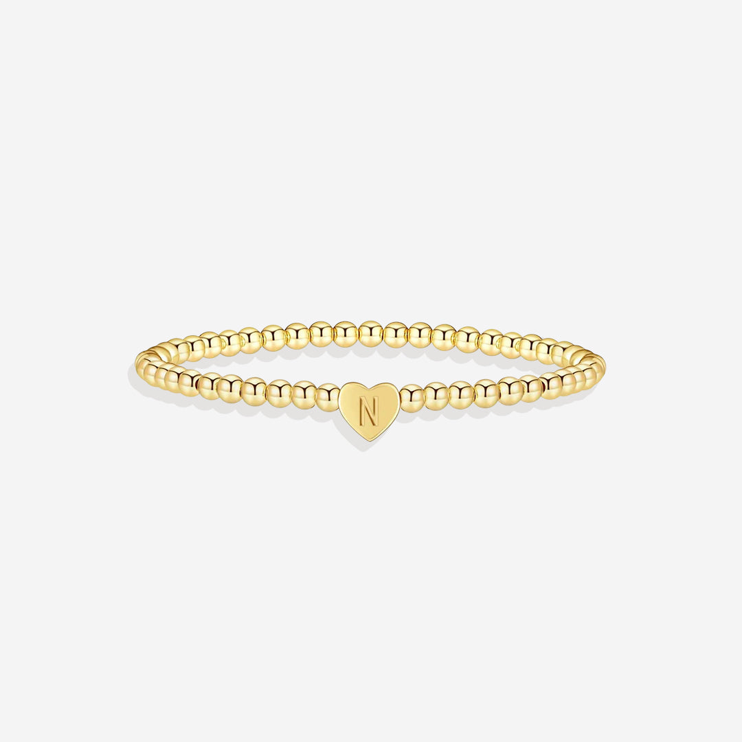 Mint & Lily Bracelet à Perles Dorées avec Initiale Cœur