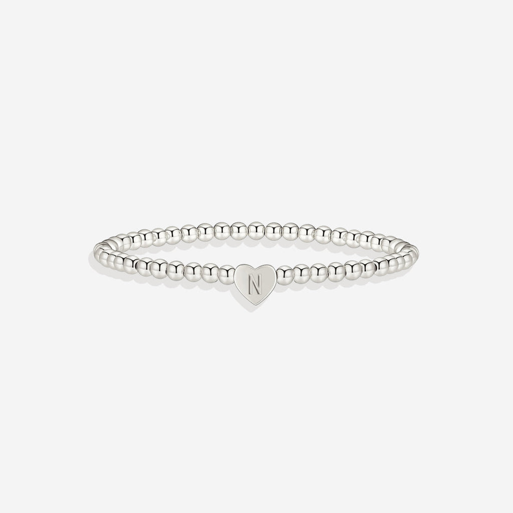 Mint & Lily Bracelet à Perles Dorées avec Initiale Cœur
