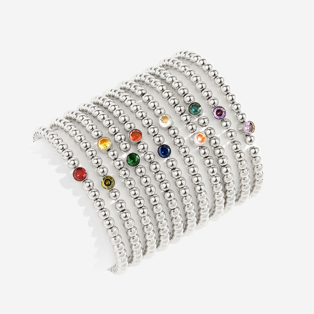 Mint & Lily Bracelet à Perles Bulles Dorées avec Pierre de Naissance