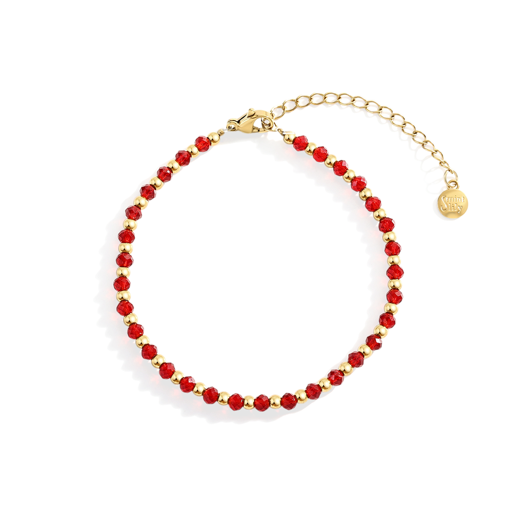 Mint & Lily Bracelet à Perles avec Pierre de Naissance et Perles Dorées