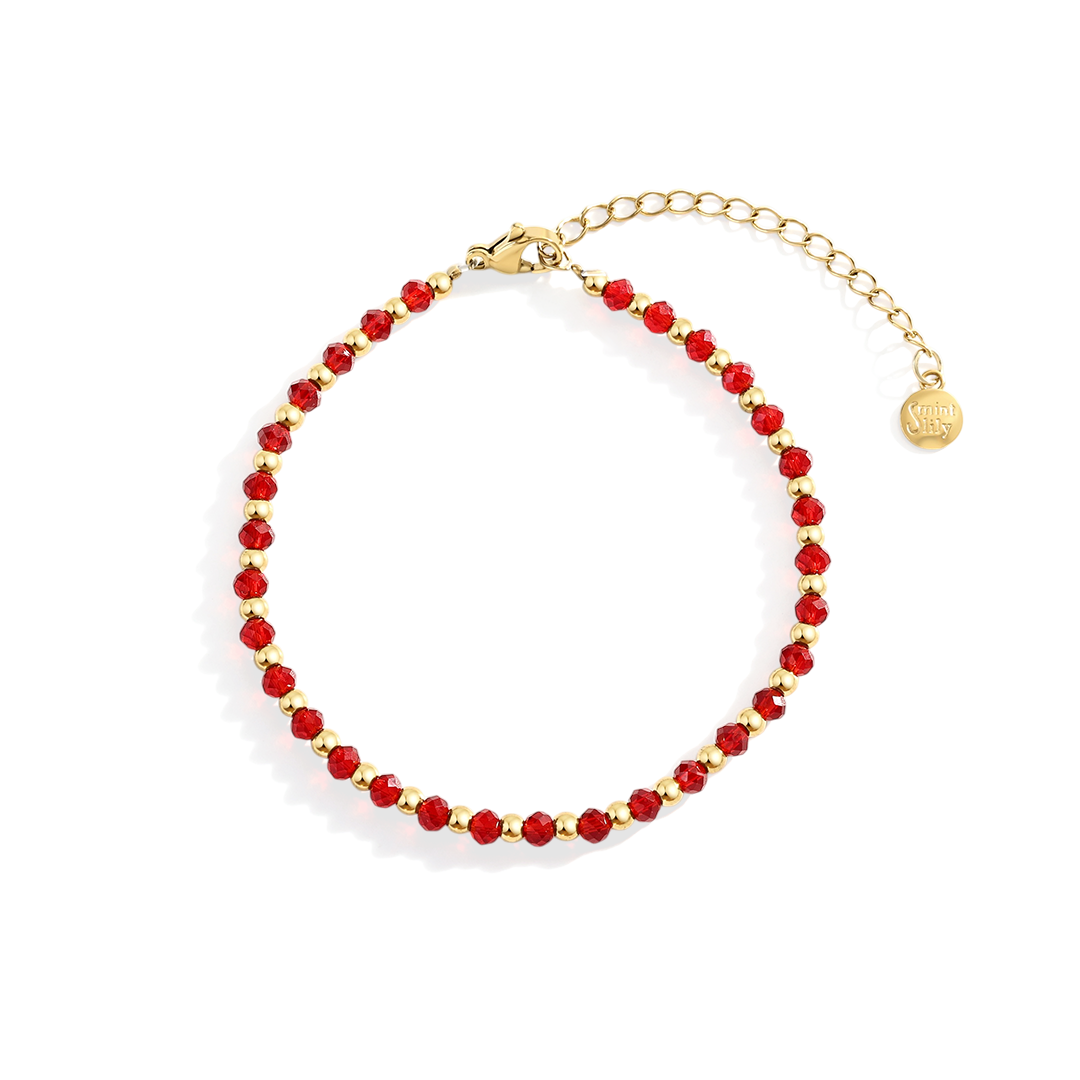 Mint & Lily Bracelet à Perles avec Pierre de Naissance et Perles Dorées