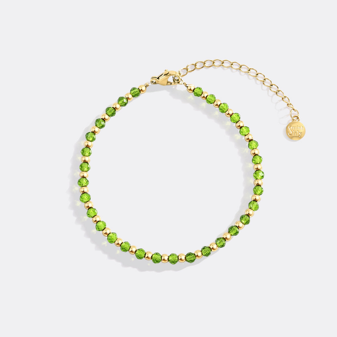 Mint & Lily Bracelet à Perles avec Pierre de Naissance et Perles Dorées