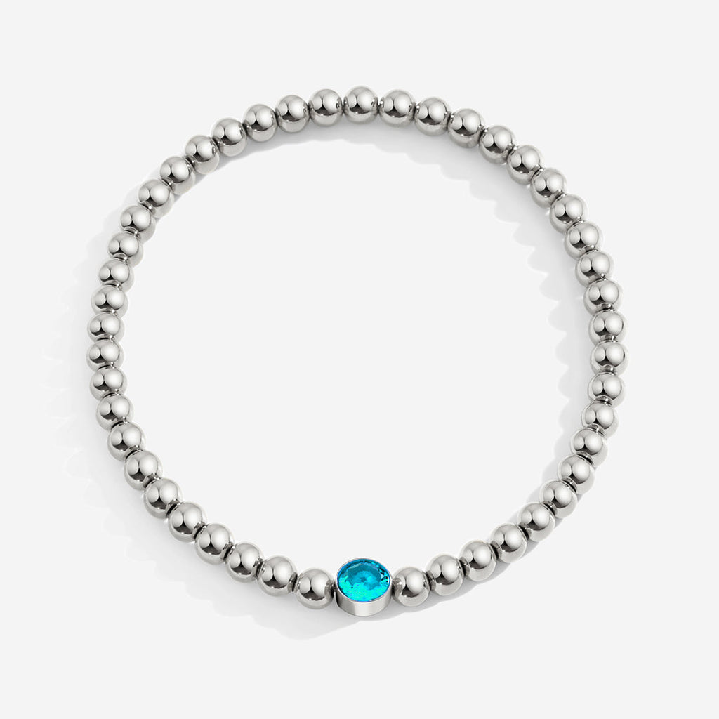 Mint & Lily Bracelet à Perles Bulles Dorées avec Pierre de Naissance