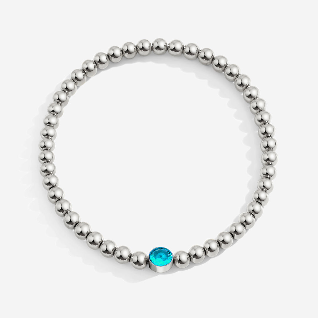 Mint & Lily Bracelet à Perles Bulles Dorées avec Pierre de Naissance