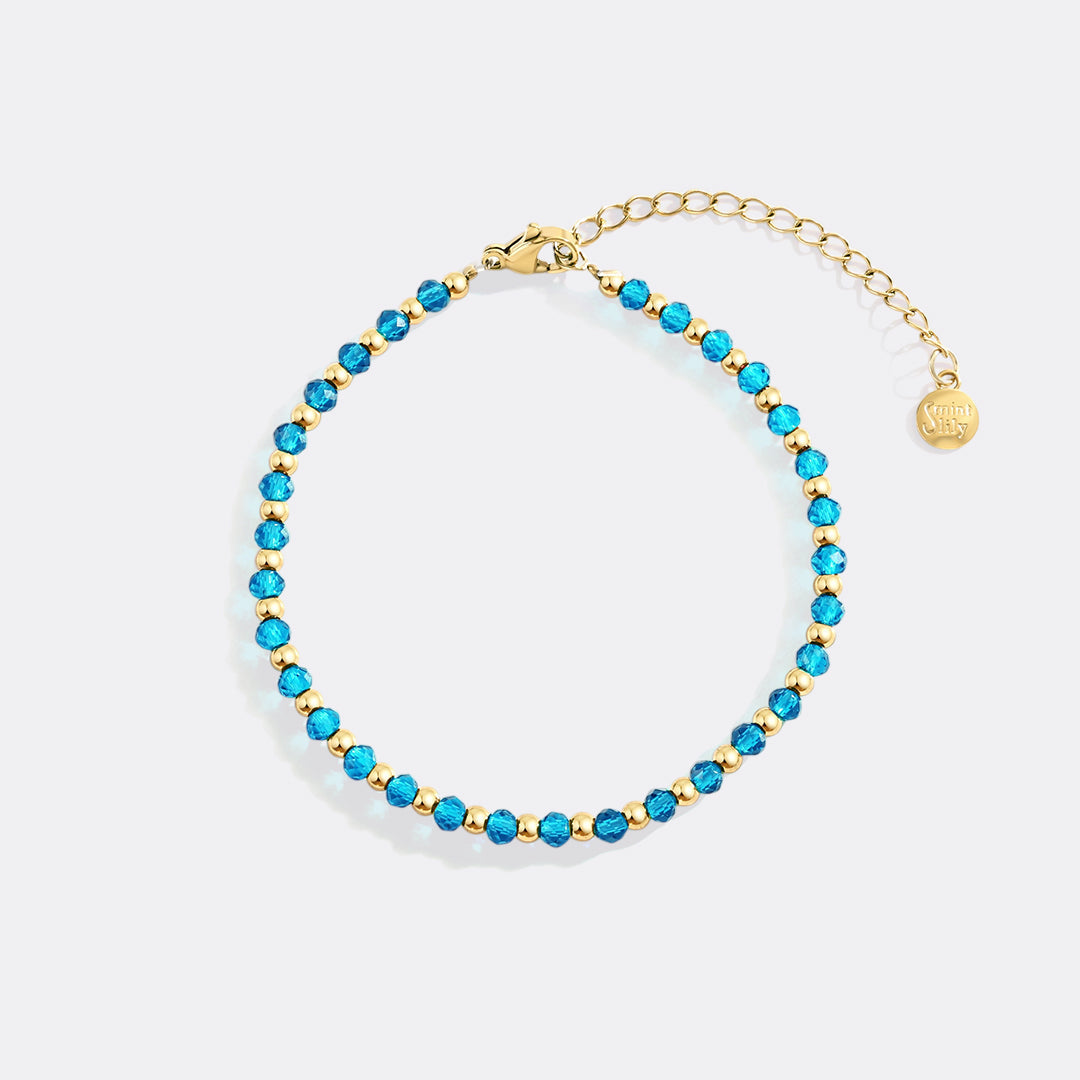 Mint & Lily Bracelet à Perles avec Pierre de Naissance et Perles Dorées