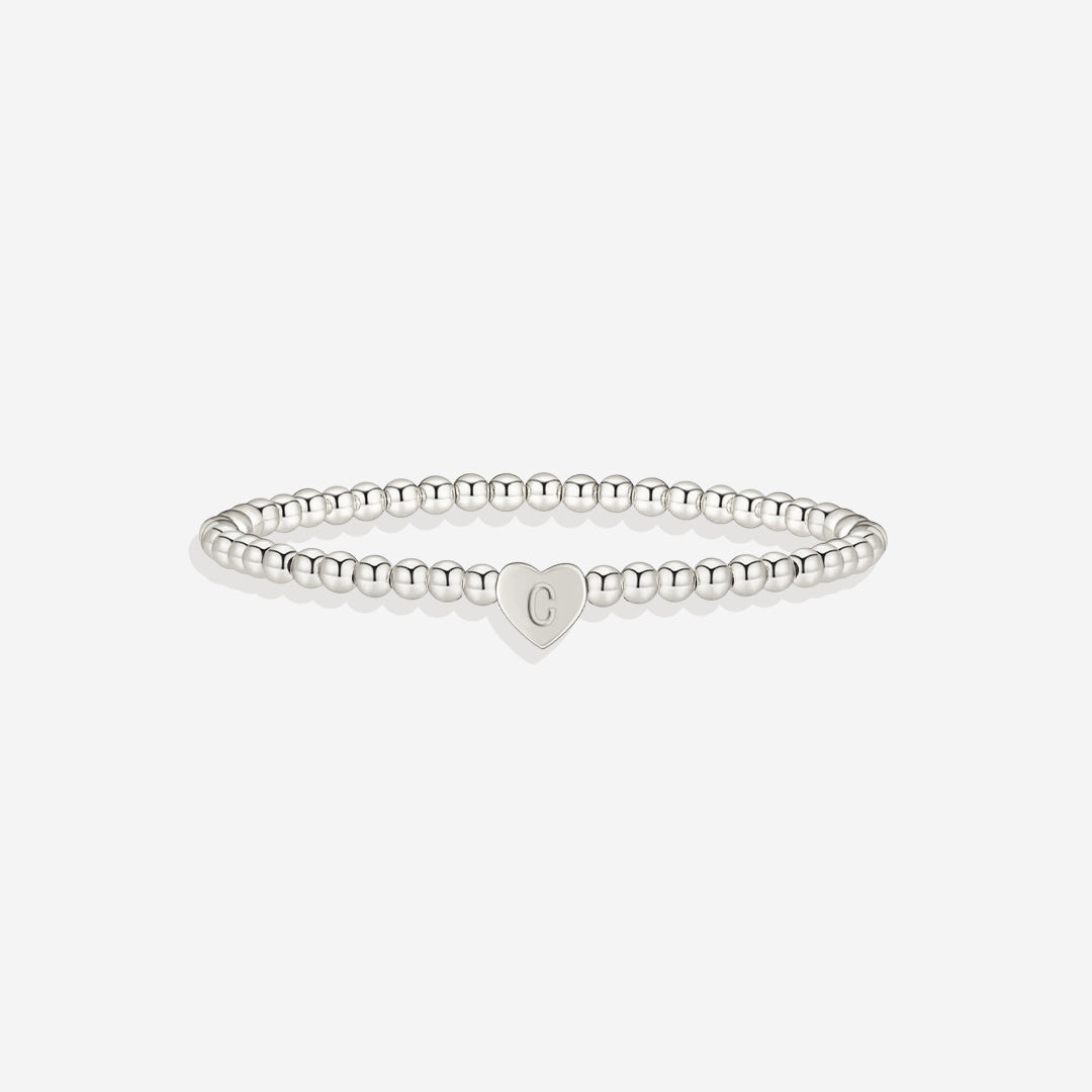 Mint & Lily Bracelet à Perles Dorées avec Initiale Cœur