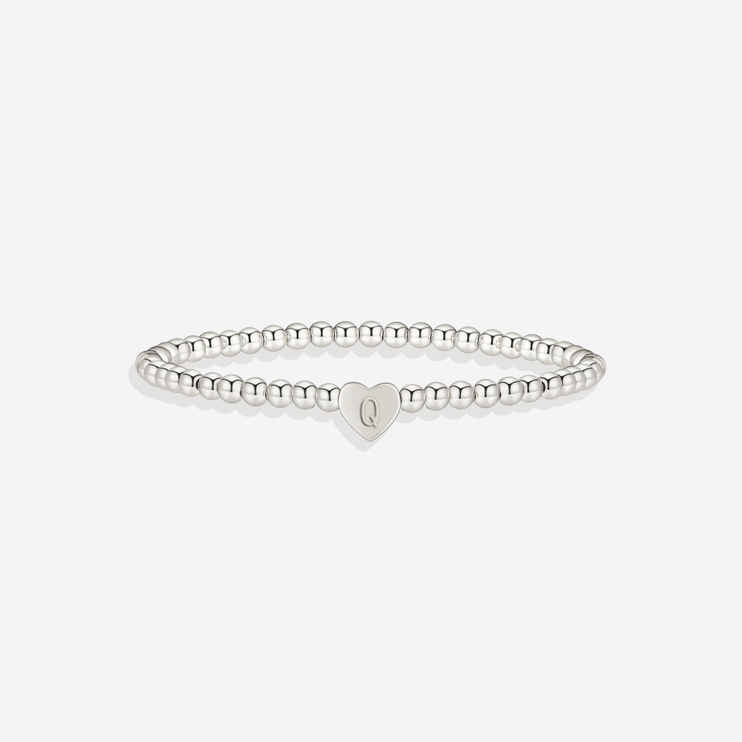 Mint & Lily Bracelet à Perles Dorées avec Initiale Cœur