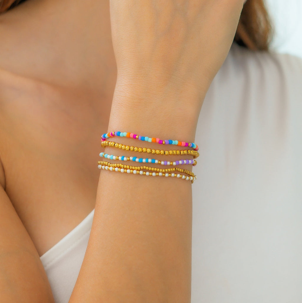 Mint & Lily Ensemble de Bracelets à Perles Superposables Été