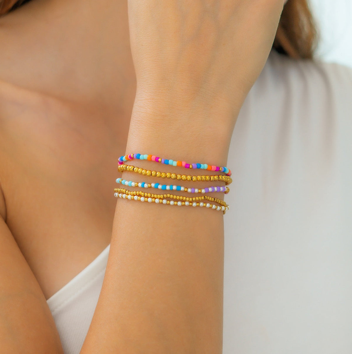 Mint & Lily Ensemble de Bracelets à Perles Superposables Été