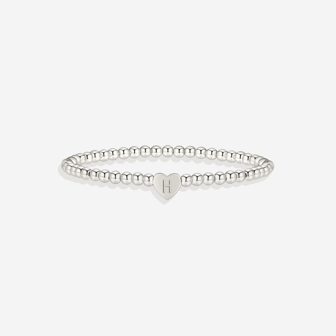 Mint & Lily Bracelet à Perles Dorées avec Initiale Cœur