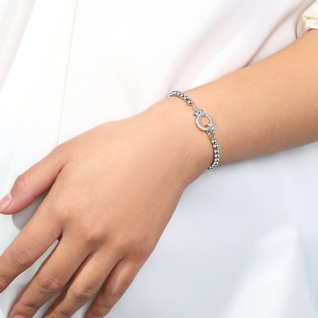 Mint & Lily Bracelet à Perles Dorées avec Fermoir Menthe