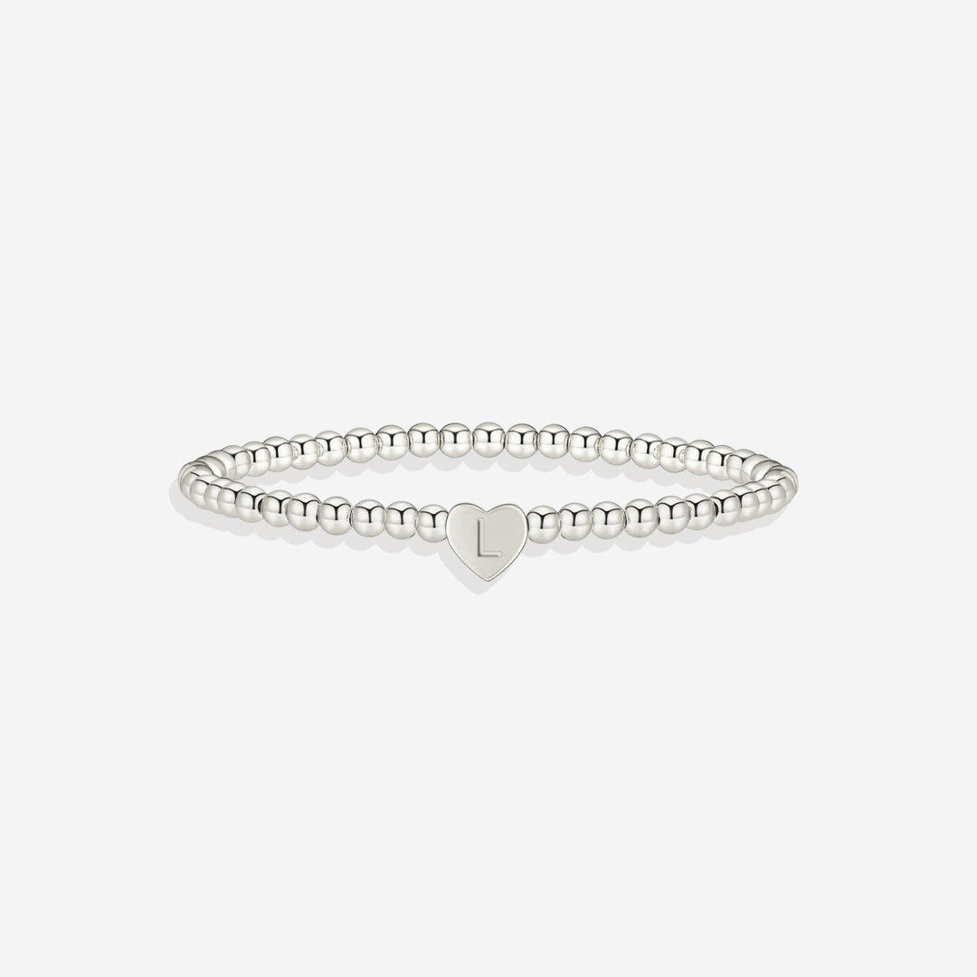Mint & Lily Bracelet à Perles Dorées avec Initiale Cœur