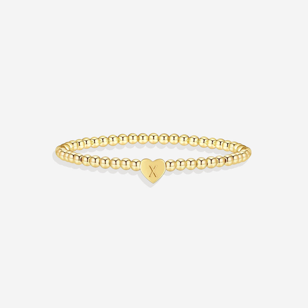 Mint & Lily Bracelet à Perles Dorées avec Initiale Cœur