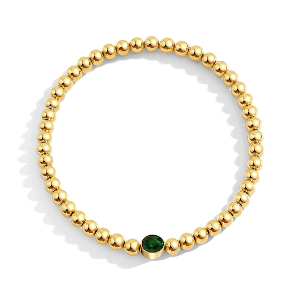 Mint & Lily Bracelet à Perles Bulles Dorées avec Pierre de Naissance