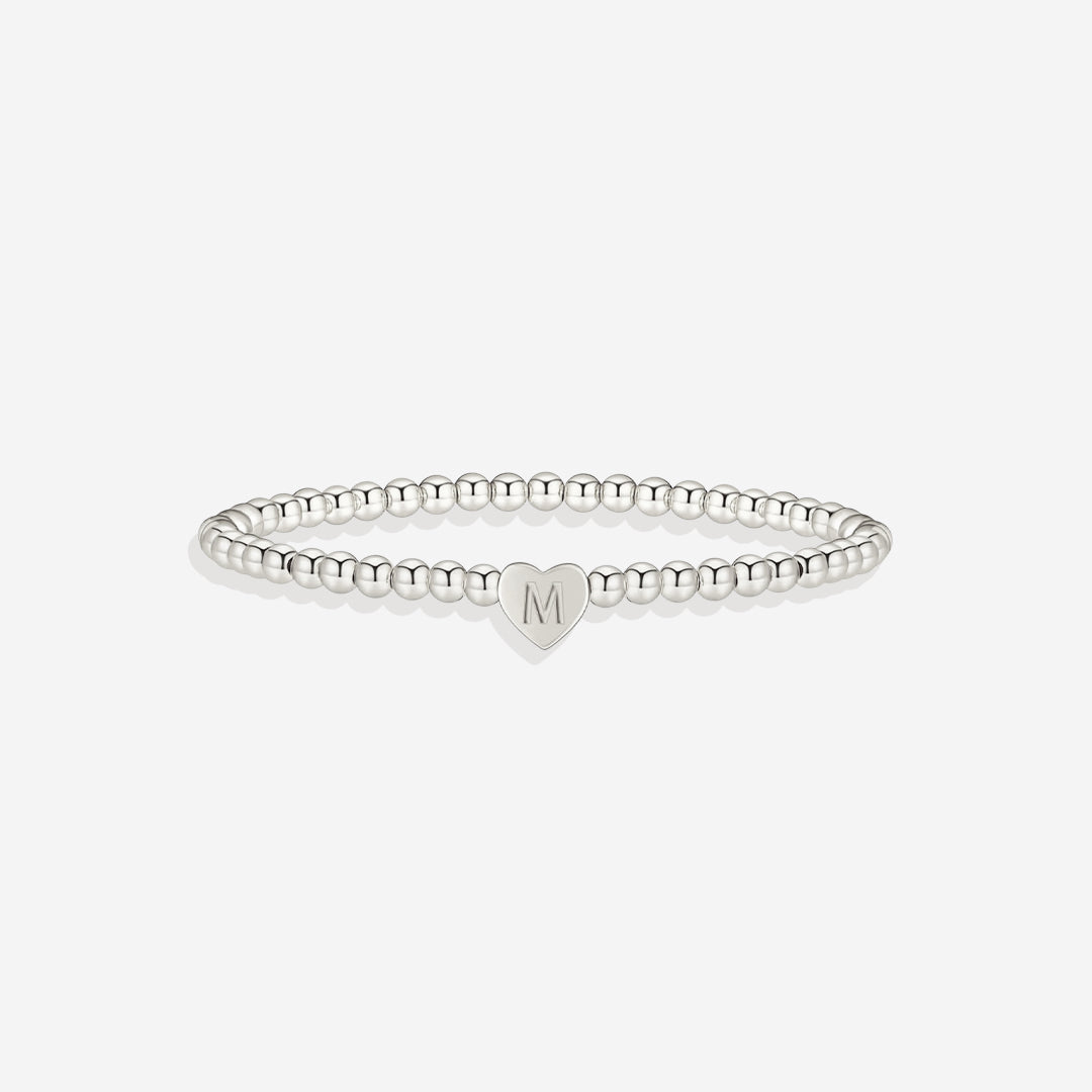 Mint & Lily Bracelet à Perles Dorées avec Initiale Cœur