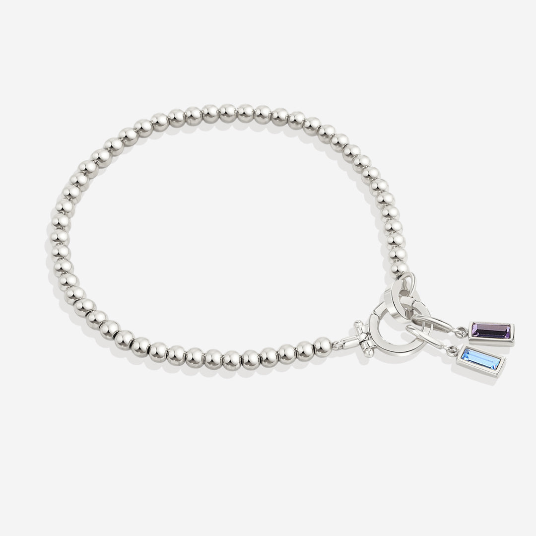 Mint & Lily Bracelet à Perles de Naissance Dorées avec Charmes