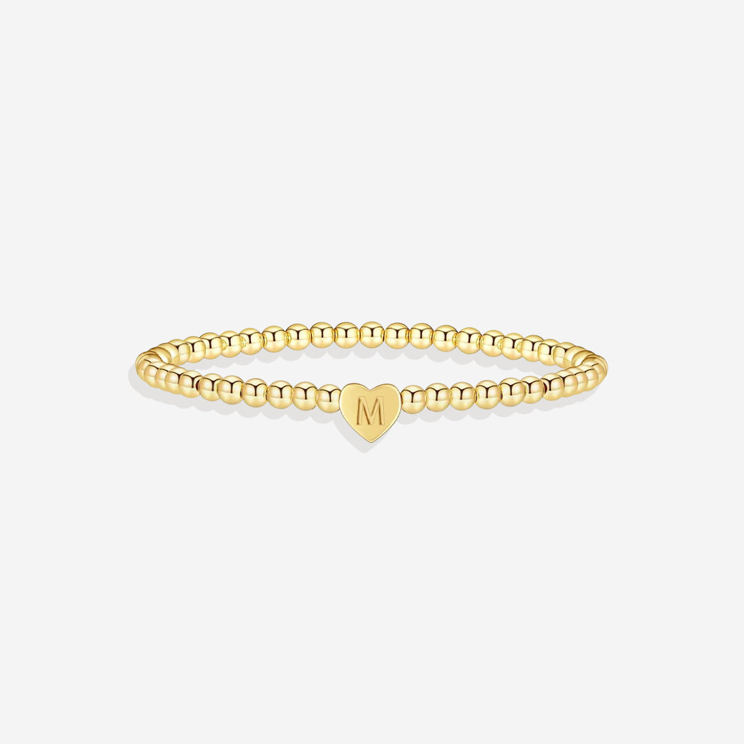 Mint & Lily Bracelet à Perles Dorées avec Initiale Cœur