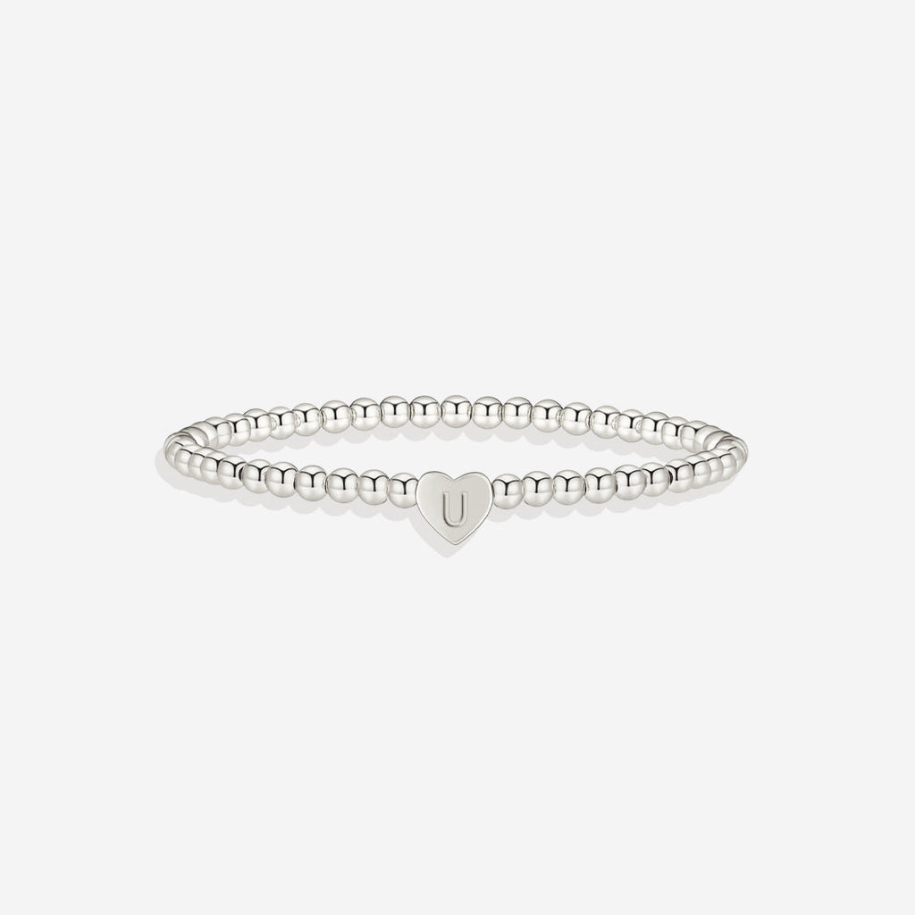 Mint & Lily Bracelet à Perles Dorées avec Initiale Cœur