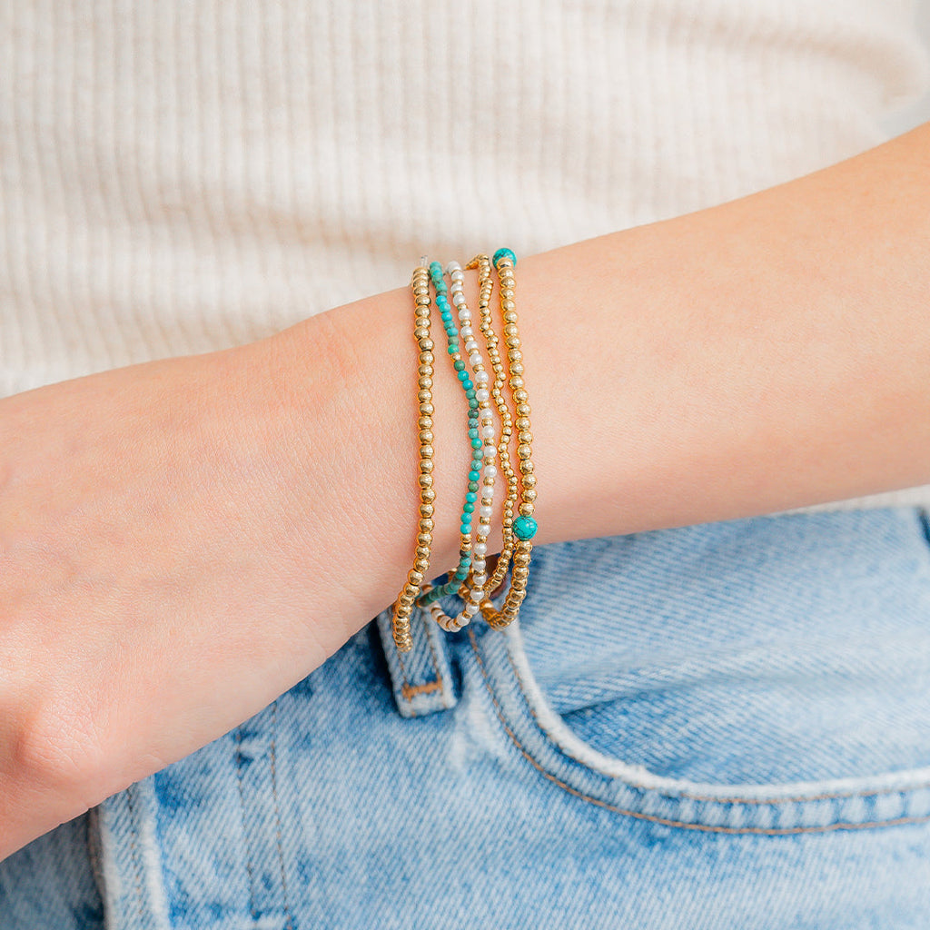 Mint & Lily Ensemble de Bracelets à Perles Turquoises Superposables