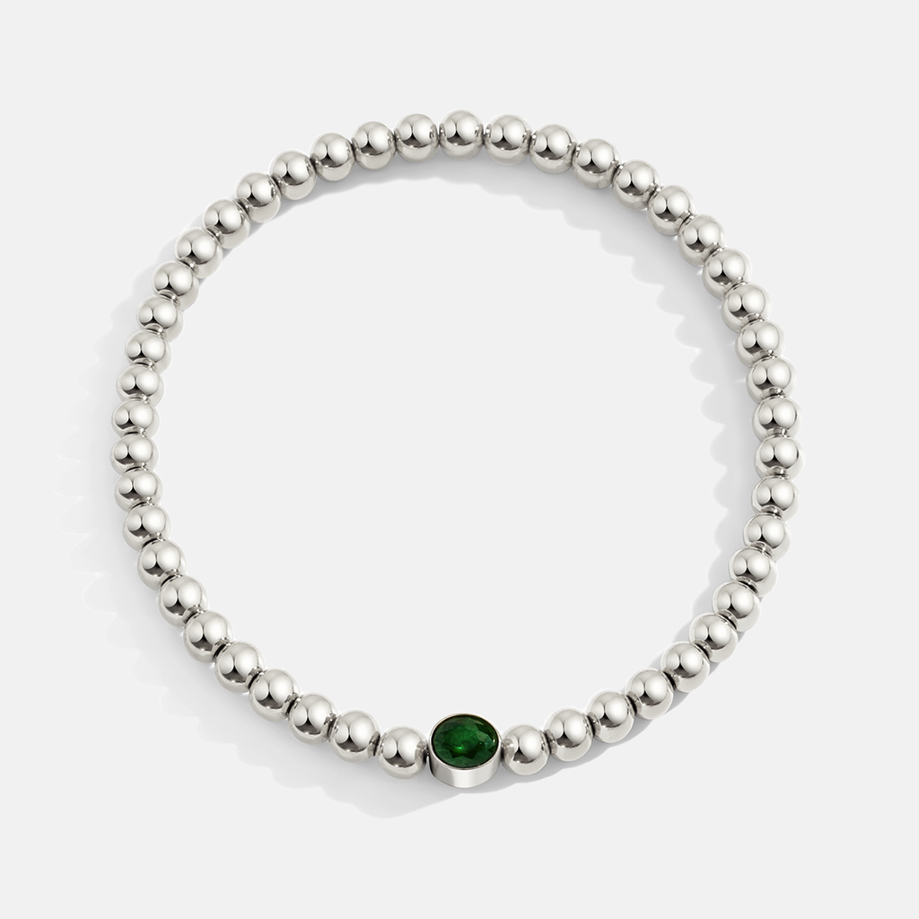Mint & Lily Bracelet à Perles Bulles Dorées avec Pierre de Naissance