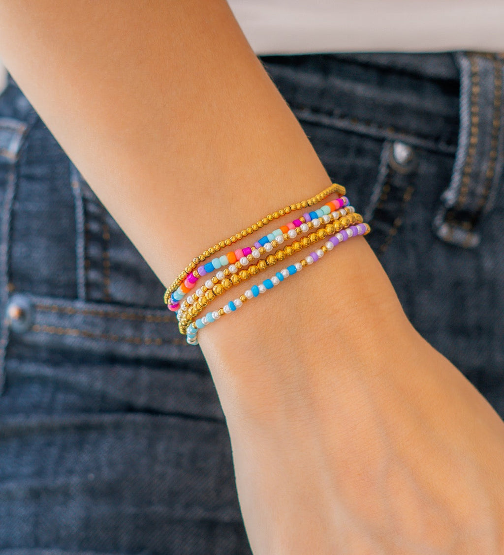 Mint & Lily Ensemble de Bracelets à Perles Superposables Été
