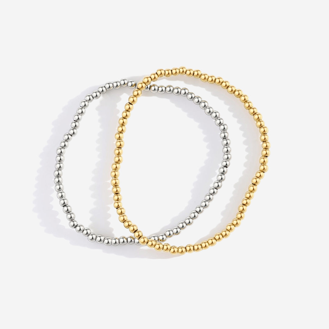 Mint & Lily Ensemble de Bracelets à Perles Dorées Superposables 3 mm