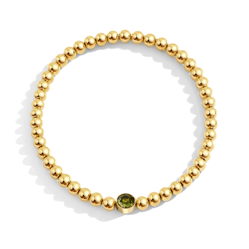 Mint & Lily Bracelet à Perles Bulles Dorées avec Pierre de Naissance