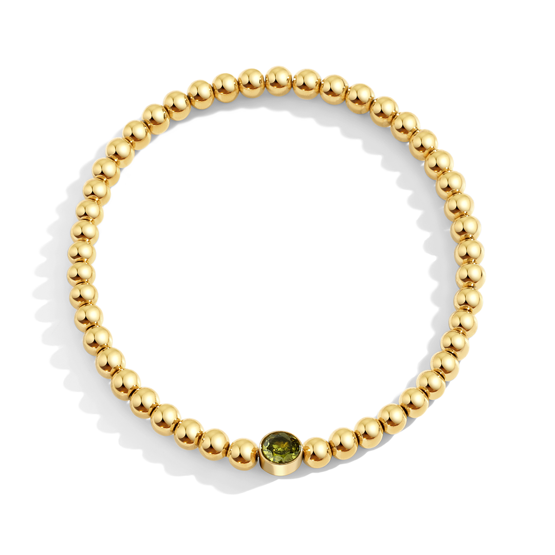 Mint & Lily Bracelet à Perles Bulles Dorées avec Pierre de Naissance