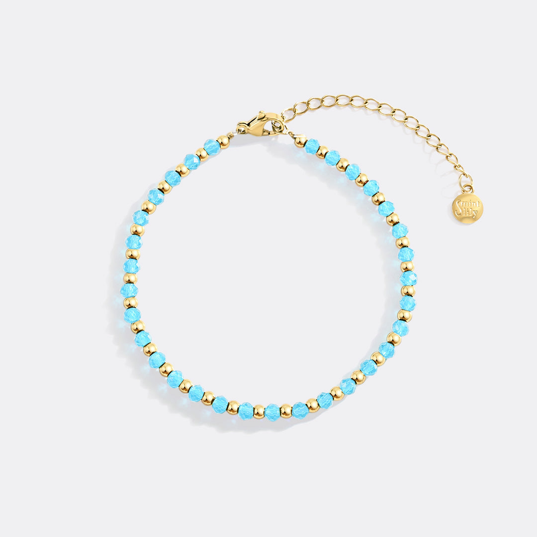Mint & Lily Bracelet à Perles avec Pierre de Naissance et Perles Dorées