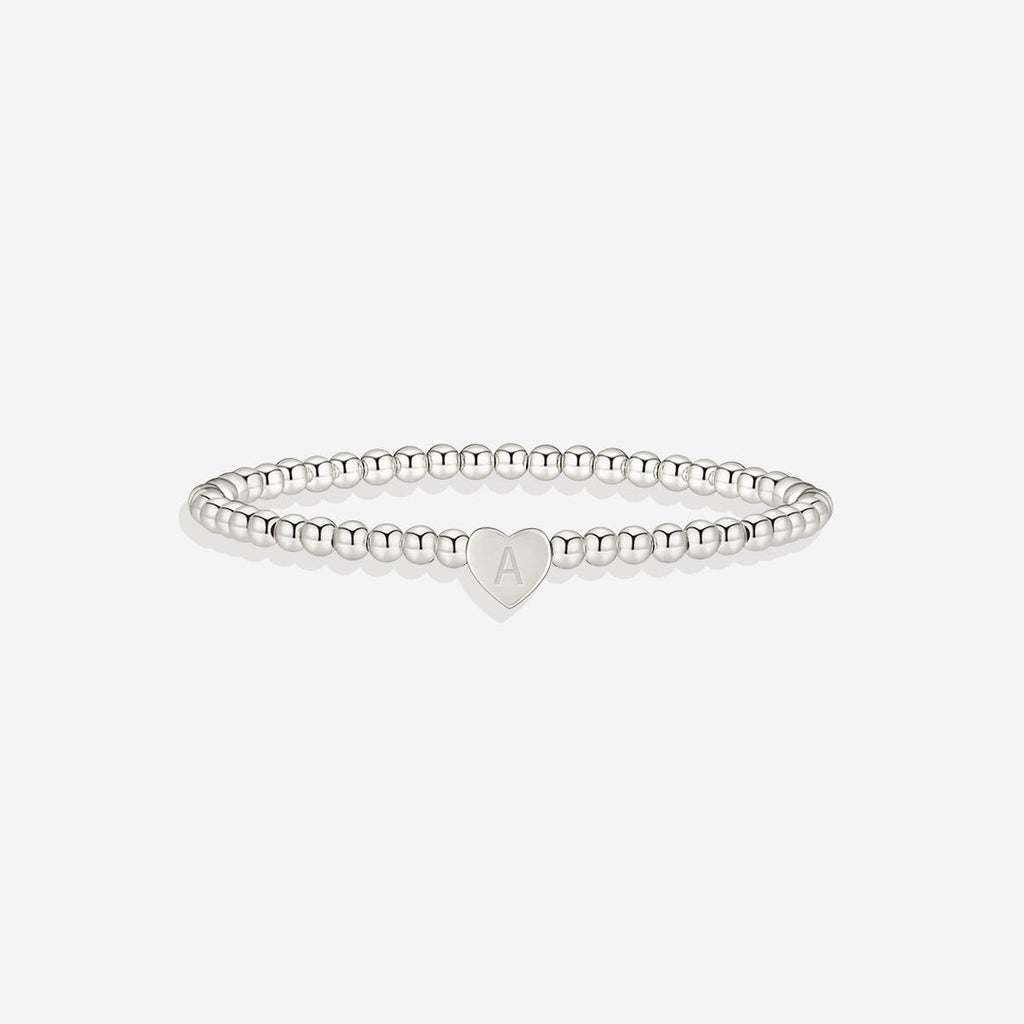 Mint & Lily Bracelet à Perles Dorées avec Initiale Cœur
