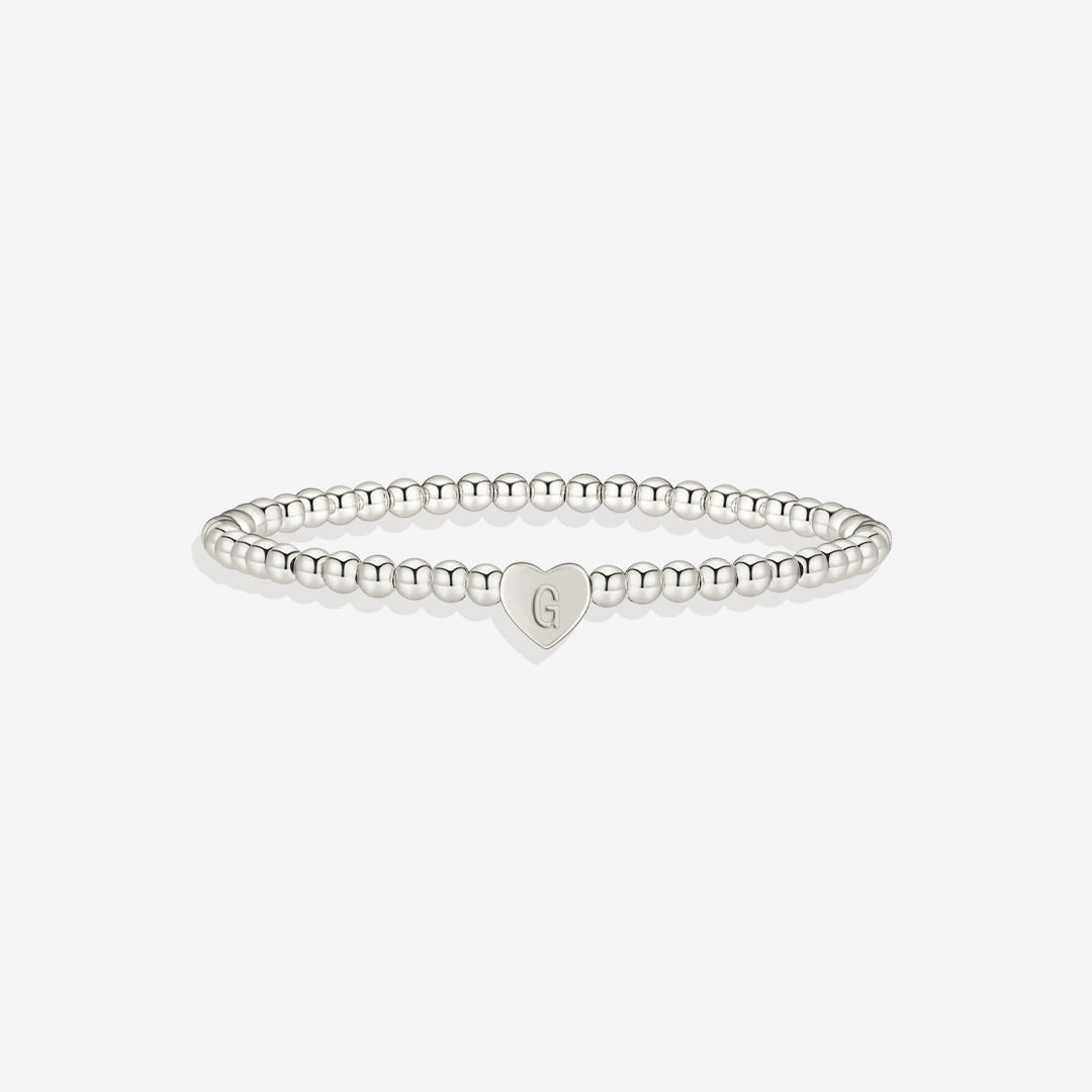 Mint & Lily Bracelet à Perles Dorées avec Initiale Cœur