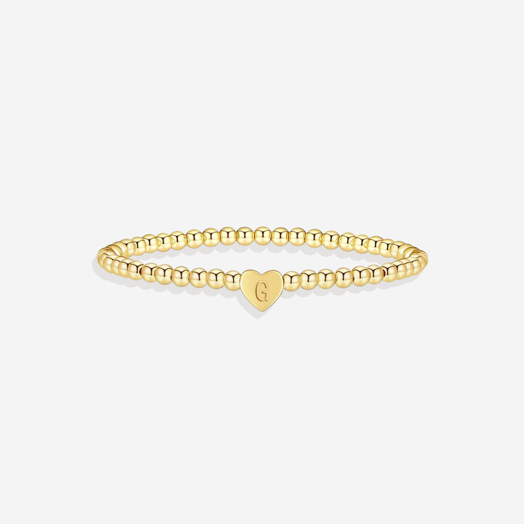 Mint & Lily Bracelet à Perles Dorées avec Initiale Cœur