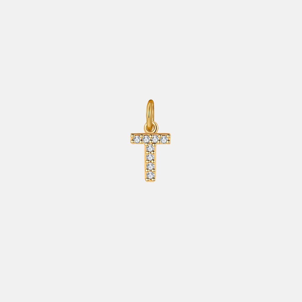 Dainty Pave Initial Charm