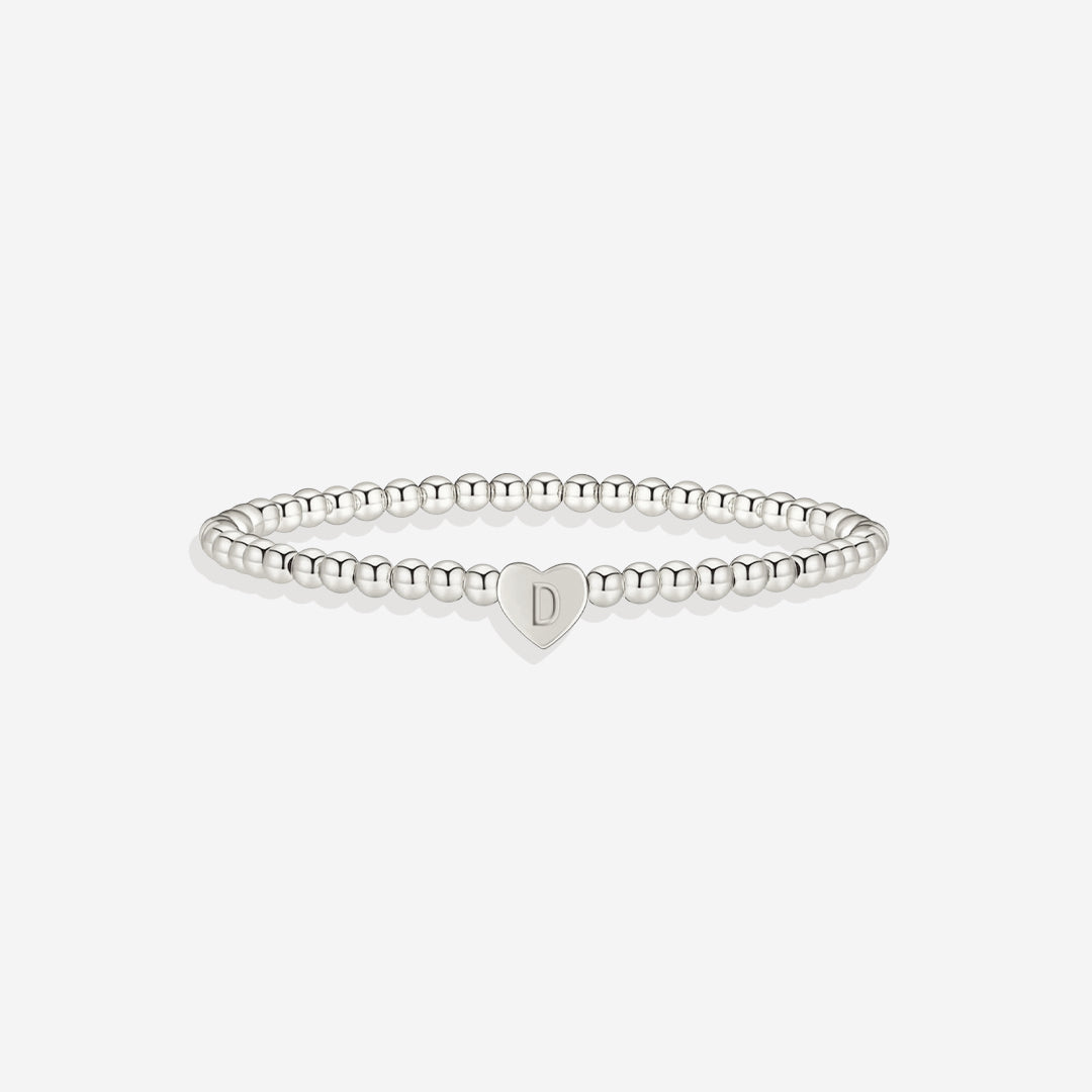 Mint & Lily Bracelet à Perles Dorées avec Initiale Cœur