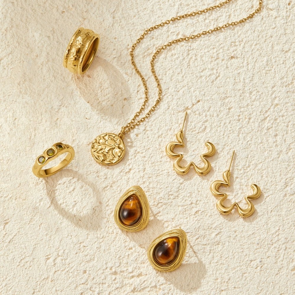 Geometric Gold Flower Hoop Earrings