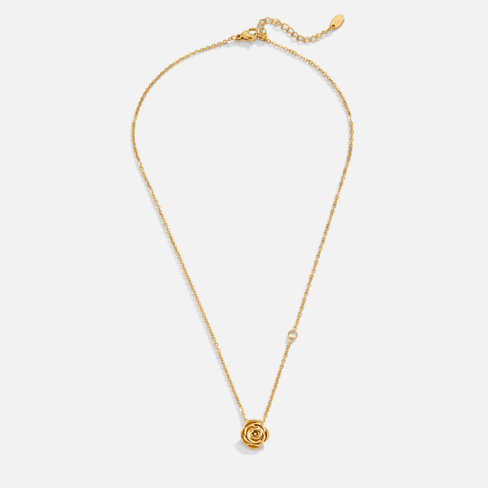 Golden Rose Pendant Necklace