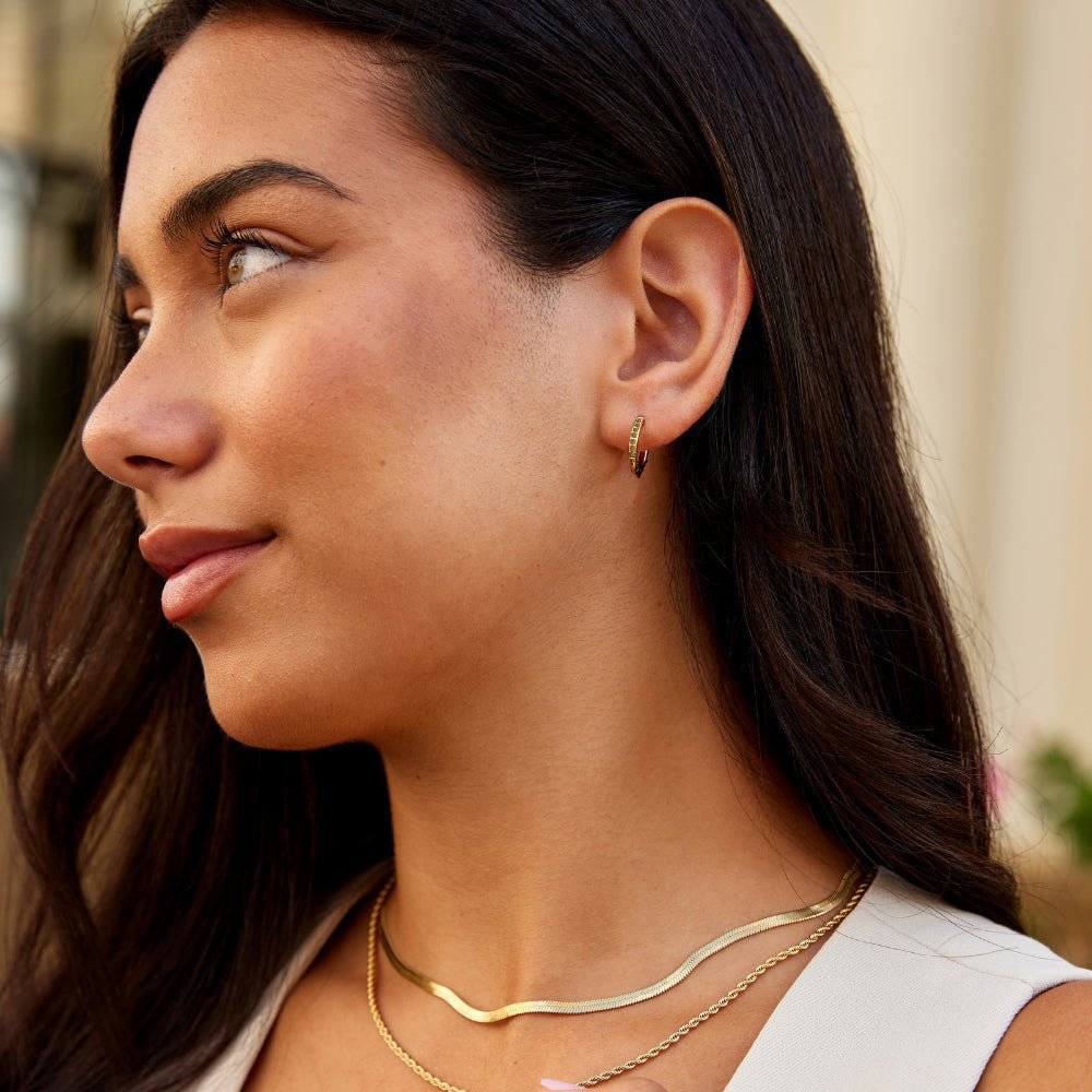 Green Eternity Hoop Earrings
