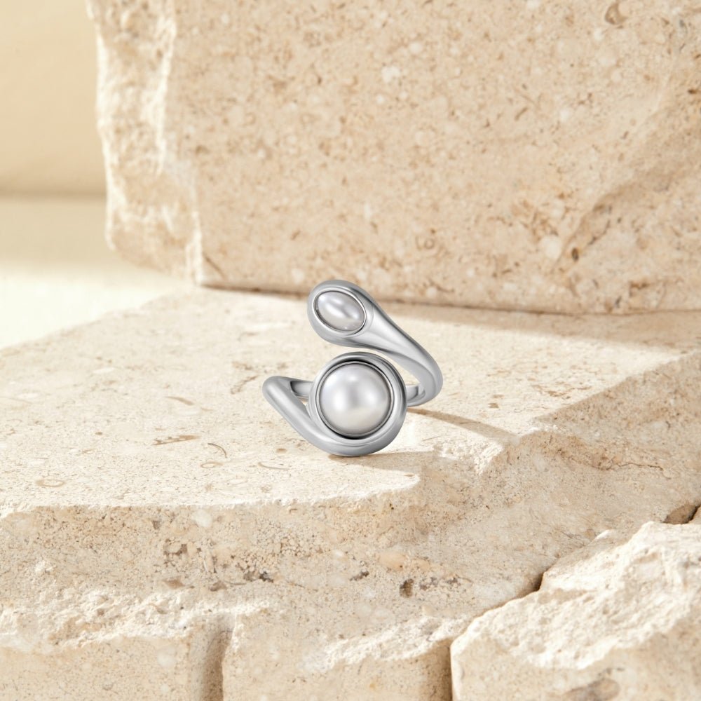 Silver Amara Pearl Wrap Ring