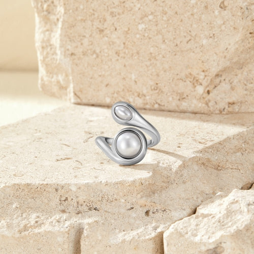 Silver Amara Pearl Wrap Ring