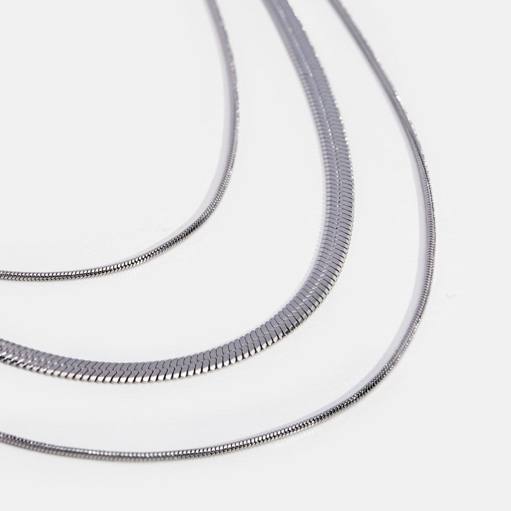 Silver Multi-Layered Chain Necklace