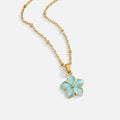 Turquoise Sakura Bloom Gold Necklace