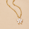 White Flower Pearl Pendant Necklace