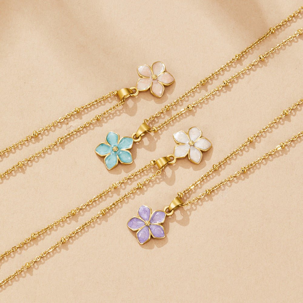 White Sakura Bloom Gold Necklace